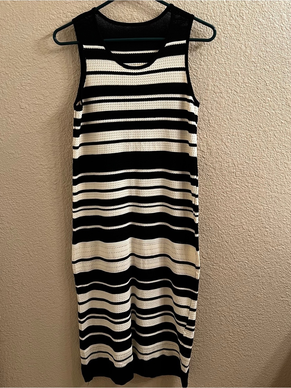 Black & White Striped Sleeveless Knit Dress